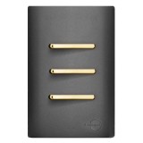 Conjunto Interruptor Triplo Paralelo 4x2 - Novara Grafite Gold